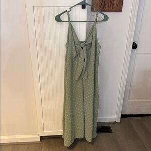 Green Polka Dot floral pattern Sleeveless Dress